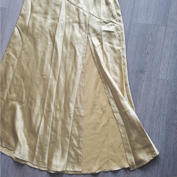 ACAPULCO CAMI STRAP TIED BACK SATIN MAXI DRESS LEMON - Picture 6 of 9